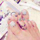 Studded Faux Toe Nail Tips J40 - Gray - One Size