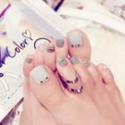Studded Faux Toe Nail Tips J40 - Gray - One Size