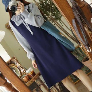 Mock Two-piece Puff-sleeve Knit Dress
