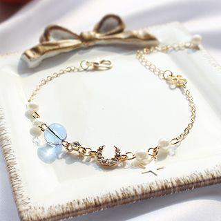 Rhinestone Crescent Moon Bracelet