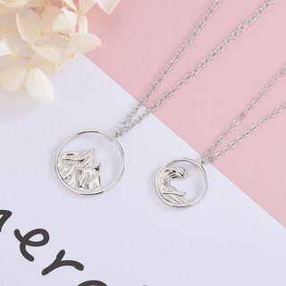 925 Sterling Silver Mountain / Sea Wave Pendant Necklace