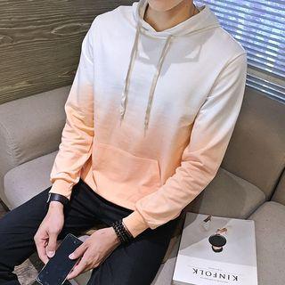 Hooded Drawstring Gradient Pullover