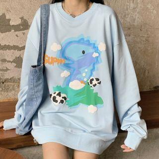 Dinosaur Print Long-sleeve Sweatshirt