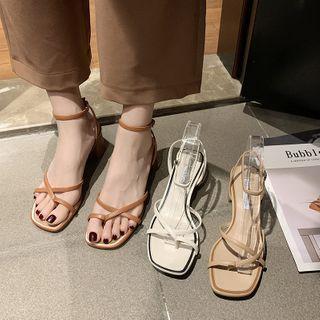 Square-toe Toe-loop Chunky Heel Sandals