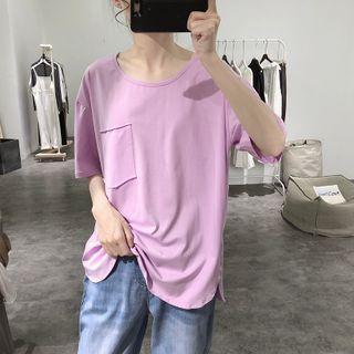 Short-sleeve Slit-side Pocket T-shirt