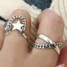 925 Sterling Silver Star Chained Open Ring