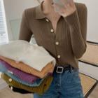 Open Collar Long-sleeve Cardigan