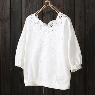 Eyelet Lace 3/4-sleeve Blouse