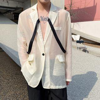 Sheer Single-button Blazer