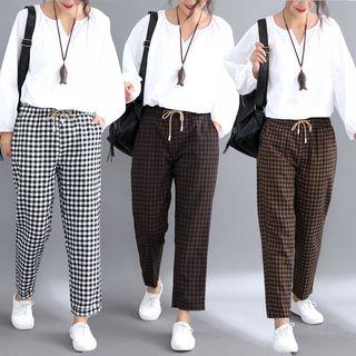 Check Crop Straight Fit Pants