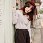 Long-sleeve Tulle-panel Knit Top