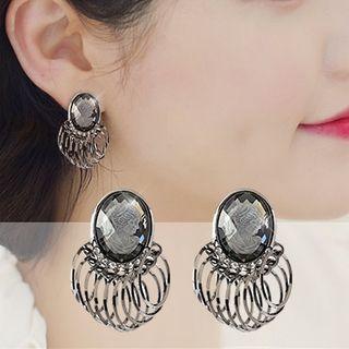 Faux Crystal Hoop Fringed Earring As Shown In Figure - One Size