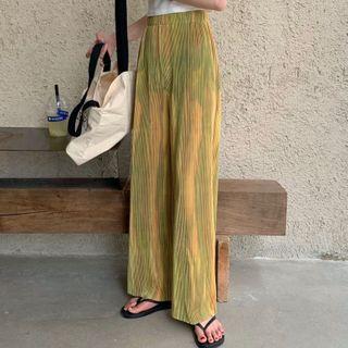 Tie Dye Wide-leg Pants Yellow - One Size