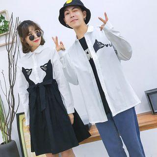 Couple Matching Cat Print Shirt / Long-sleeve Shirt Dress