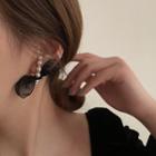 Faux Pearl Chiffon Bow Earring