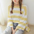 Ripped Striped 3/4 Sleeve T-shirt