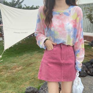 Tie-dye Long-sleeve Top As Shown In Figure - One Size