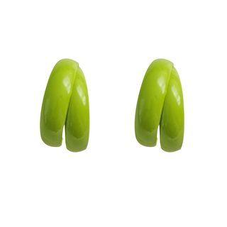 Sterling Silver Open Hoop Earring 1 Pair - Green - One Size
