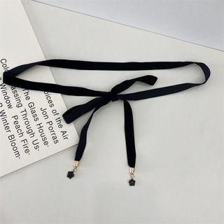 Flower Accent Ribbon Belt Black - One Size