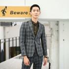 Check Slim-fit Woolen Blazer