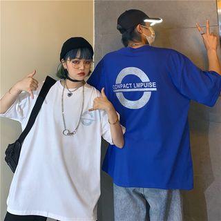 Couple Reflective Letter Print T-shirt