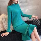 Frill Trim Midi Sweater Dress