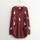 Pocketed Embroidered Sweater