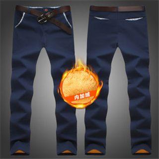Fleece-lined Contrast Trim Pants