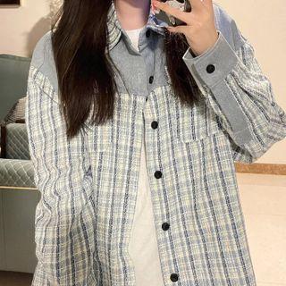 Panel Plaid Shirt Jacket