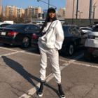Set: Letter-printed Oversized Pullover + Sweatpants