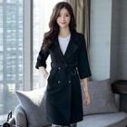 Double-breasted Elbow-sleeve Wool Coat
