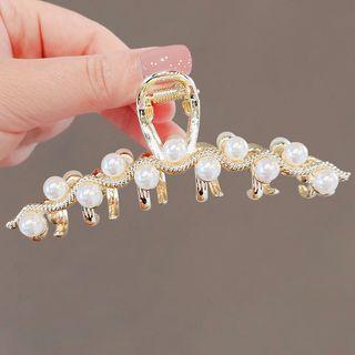 Faux Pearl Alloy Hair Clamp Ly2517 - White & Gold - One Size