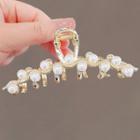 Faux Pearl Alloy Hair Clamp Ly2517 - White & Gold - One Size