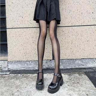 Striped Tights Vertical Stripes - Black - One Size