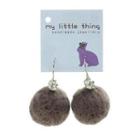 Brown Felt Ball Ball Stone Earrings