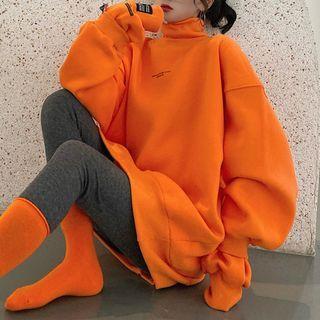 Oversized High-neck Lettering Sweatshirt