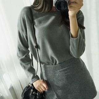 Set: Brushed-fleece T-shirt + Wide-leg Pants