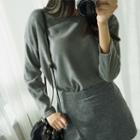Set: Brushed-fleece T-shirt + Wide-leg Pants