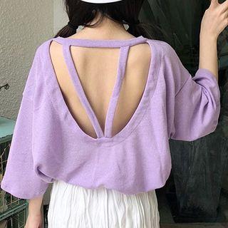 Cut Out Back 3/4-sleeve T-shirt