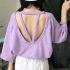 Cut Out Back 3/4-sleeve T-shirt