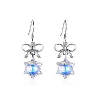 925 Sterling Silver Snowflake Earrings With White Austrian Element Crystal Silver - One Size