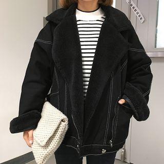 Oversized Fleece Lined Denim Jacket