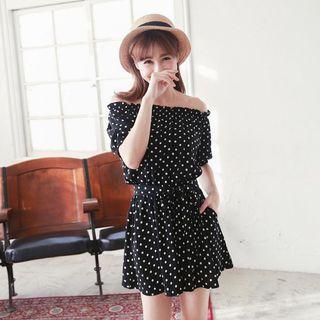 Dotted Off-shoulder Dress