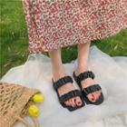 Shirred Strap Flat Slide Sandals