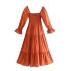 Flare-sleeve Bow Back A-line Dress
