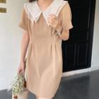 Short-sleeve Layered Collar Mini Dress