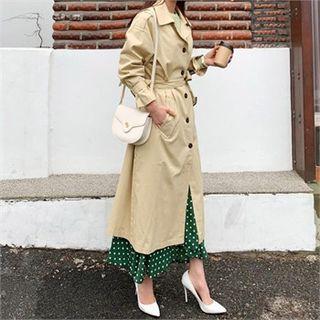 Epaulette-shoulder Single-breasted Trench Coat With Belt