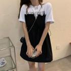 Mock Two-0piece Short-sleeve A-line Dress