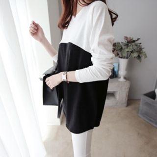 Raglan-sleeve Two-tone T-shirt