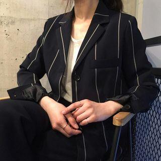 Set: Striped Button Blazer + Dress Pants